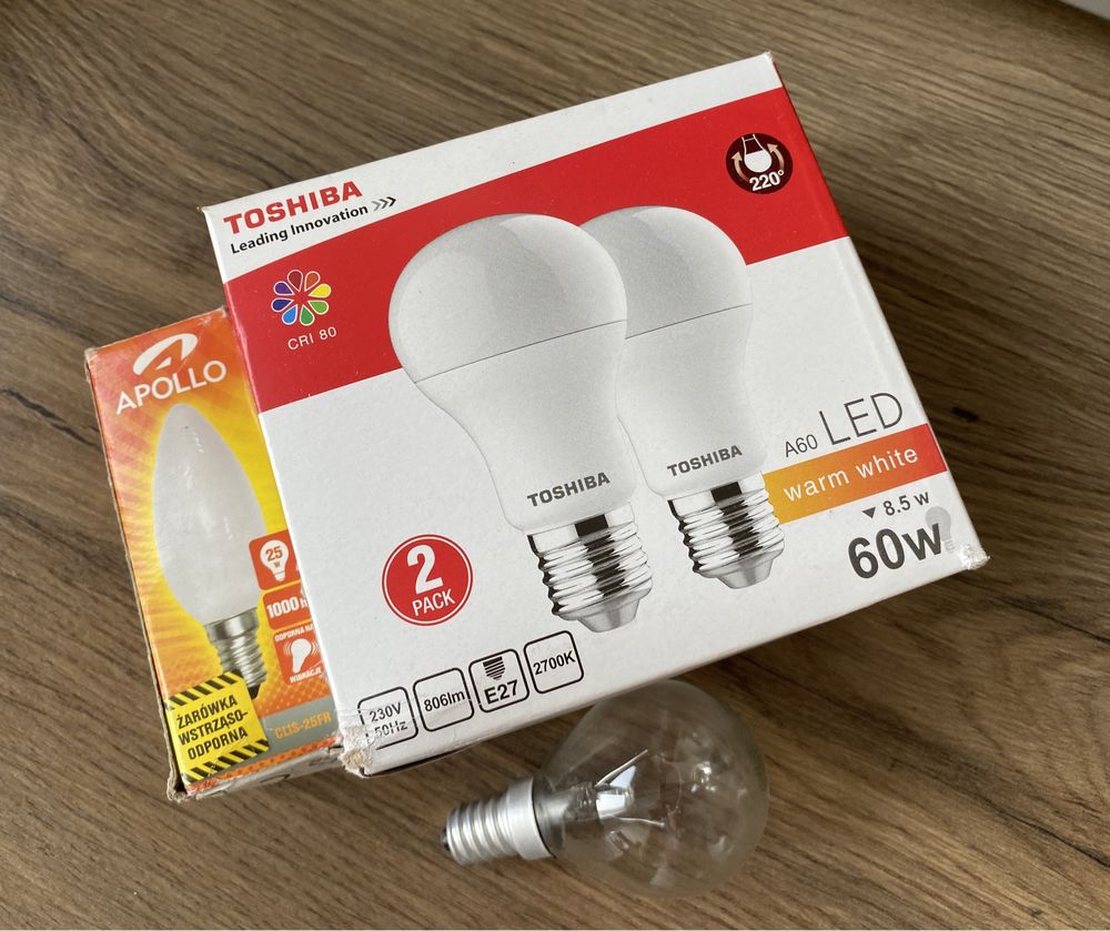 4 Żarówki toshiba apollo 60w 25w led i inne żarówka