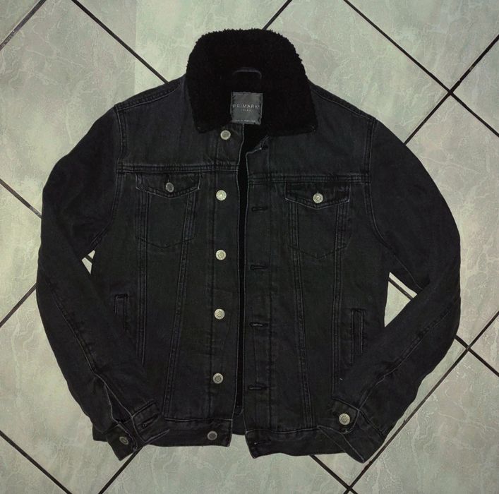 /Kurtka jeansowa ocieplana na kożuszku vintage