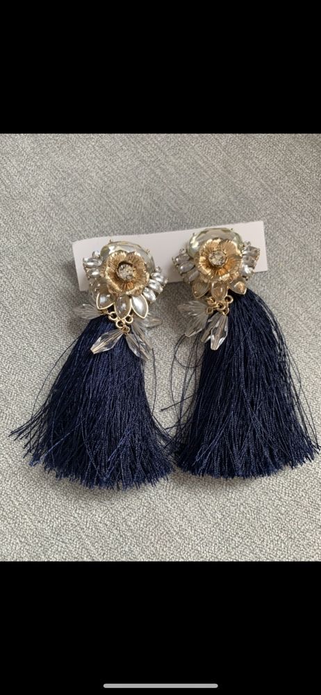 Granatowe kolczyki glamour h&m