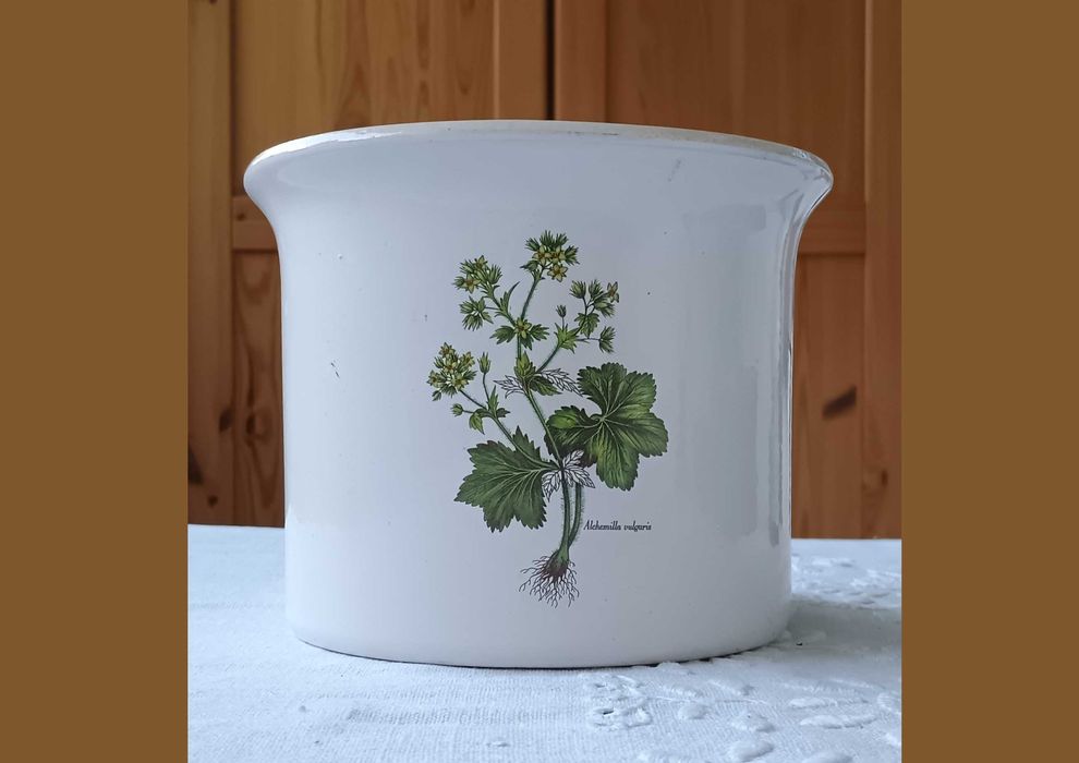 Ceramiczna doniczka 17 cm, temat: botanika, zioła