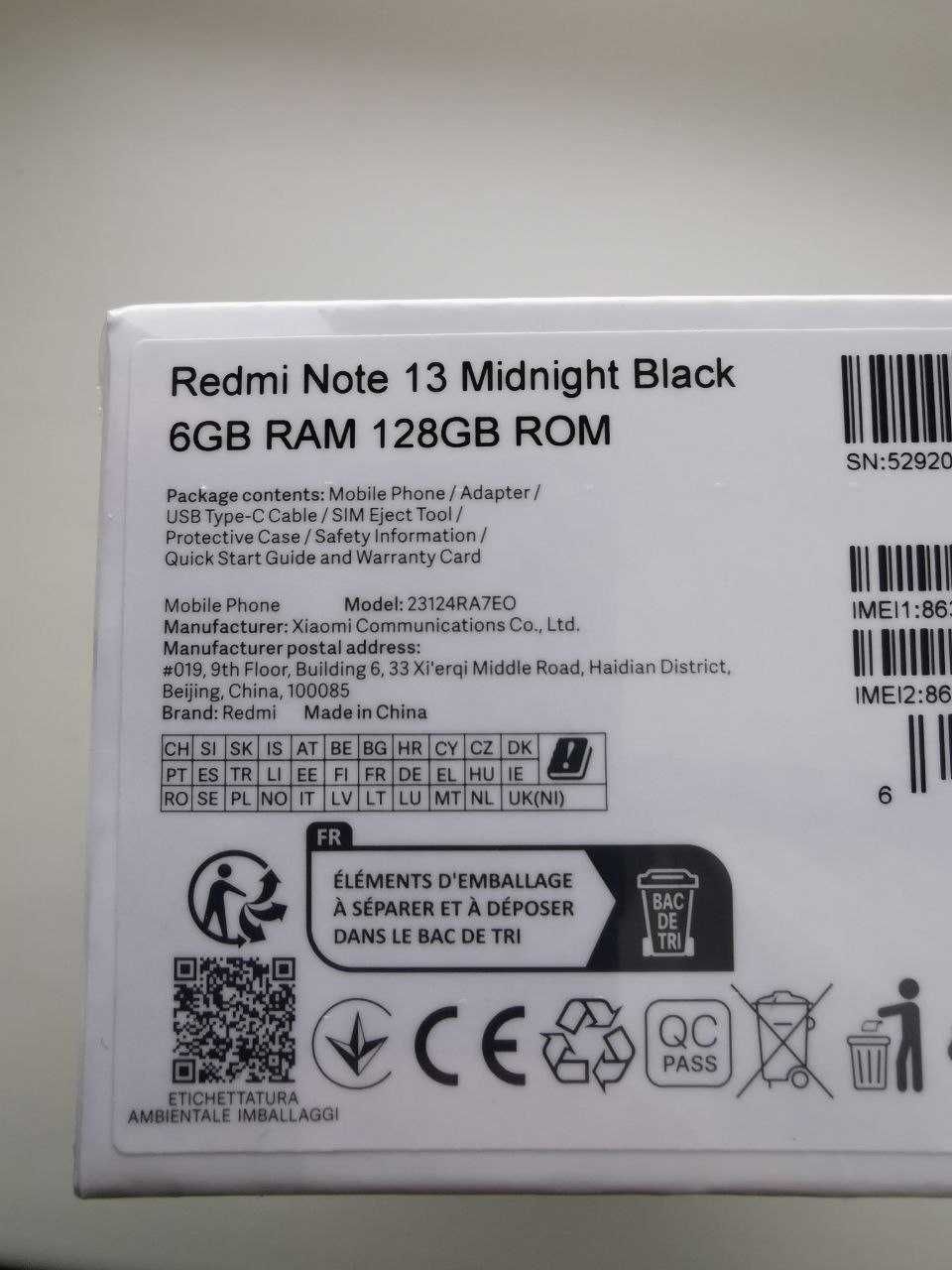 Xiaomi Redmi Note 13 6/128 Gb. NFC. Black. Глобальна версія