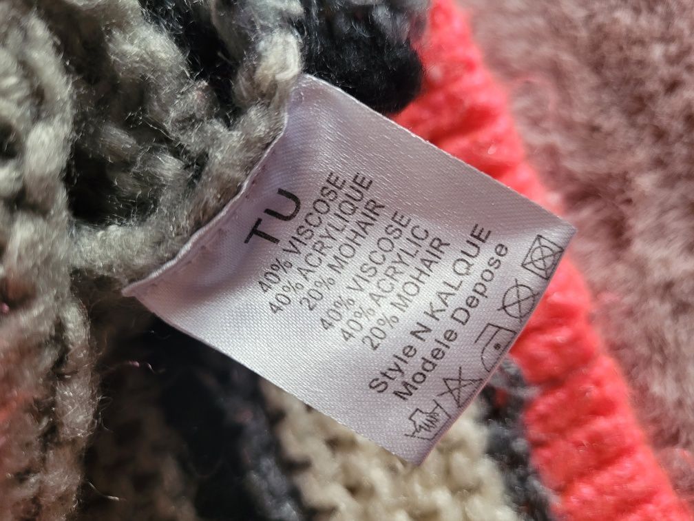 Świetny sweter  swetr w paski L/XL ciepły zimowy wiskoza moher