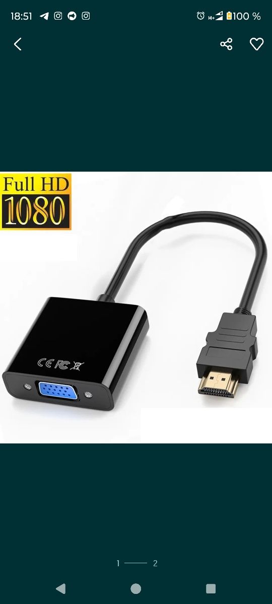 HD 1080P HDMI-сумісний адаптер VGA Цифровий аналоговий HDMI-сумісний к