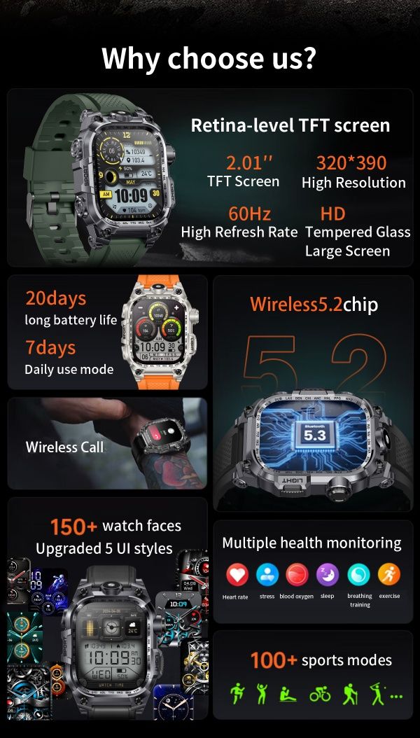 Акція! Тактичний годинник| Смарт часы| Smart Watch LIGE L121+подарунок