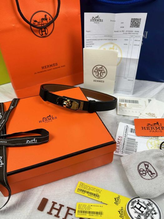 Pasek damski Hermes złoty zestaw 1/1 logowane Super Premium Kelly