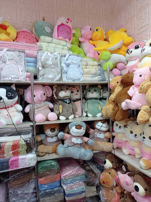 Плед игрушка подушка 3в1 кот мишка хомяк собака лев бегемот