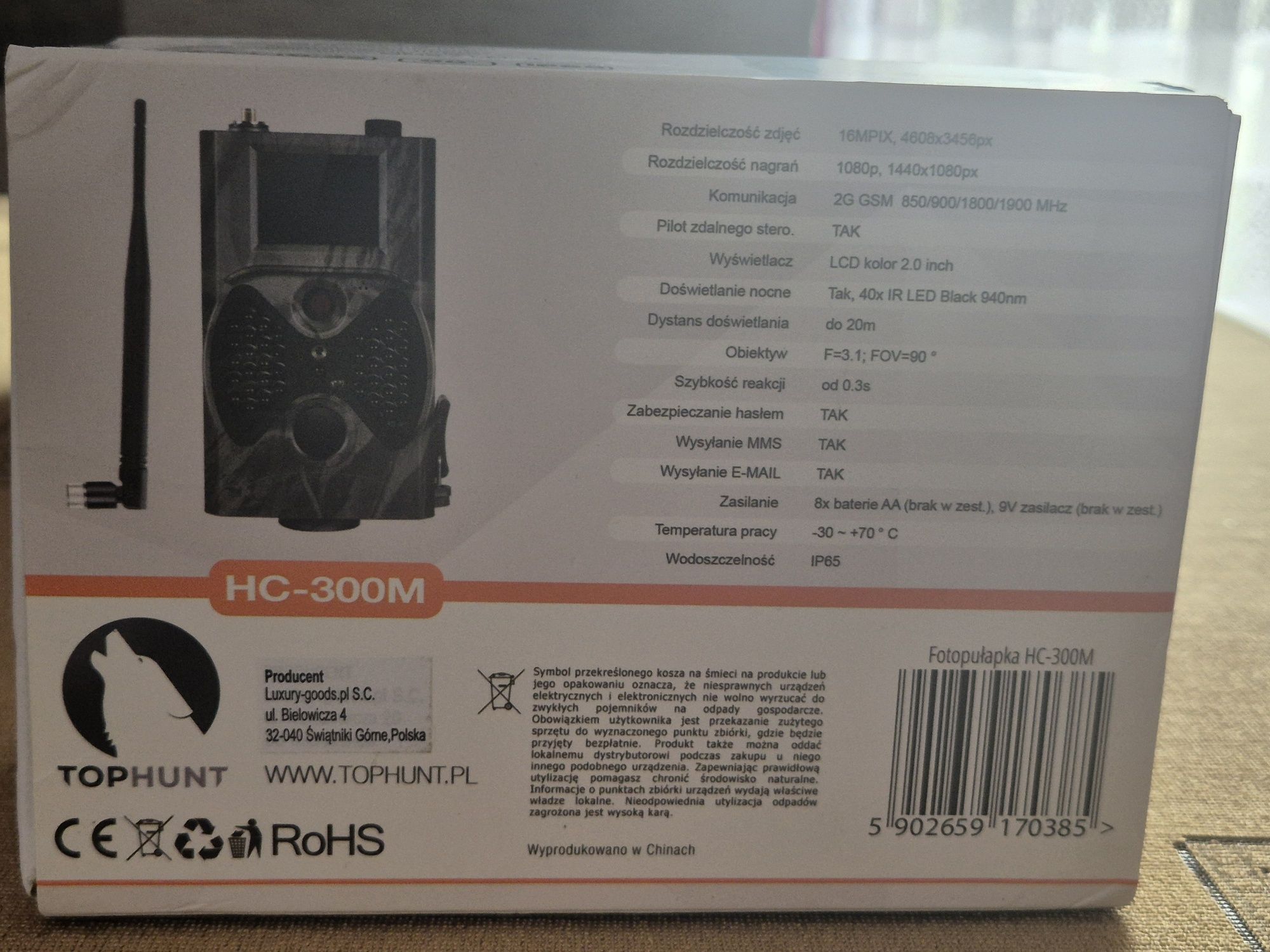 Fotopułapka Tophunt HC-300M SIM kamera leśna FULL HD sms mms