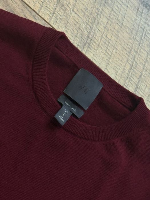 Свитер шерстяной М H&M бордовый трикотажный вязаный old money luxury