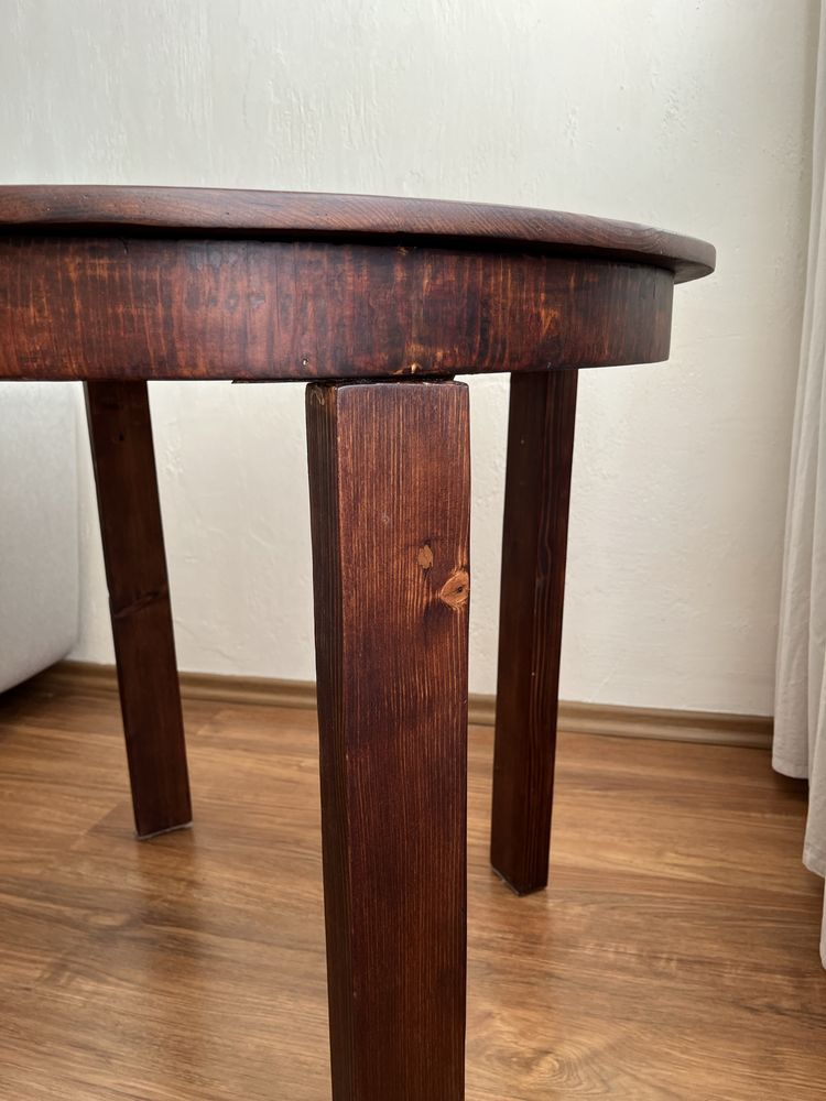 Stół drewniany okrągły vintage + 2 krzesła