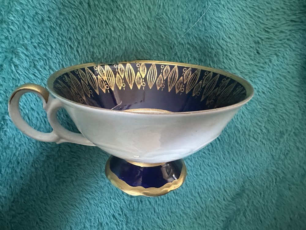 Trio Weimar Kobalt Echt porcelana