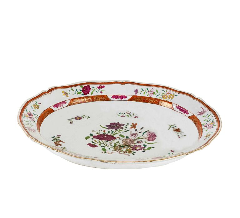 Travessa Porcelana Rosa Companhia Portuguesa Índias, Século XVIII