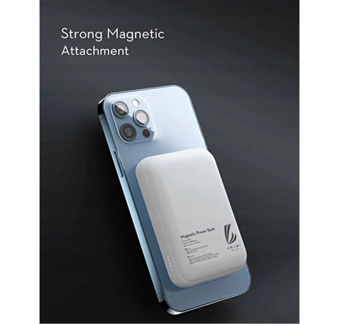 Mini powerbank magnetyczny 10000mah z MagSafe z kablem USB C
