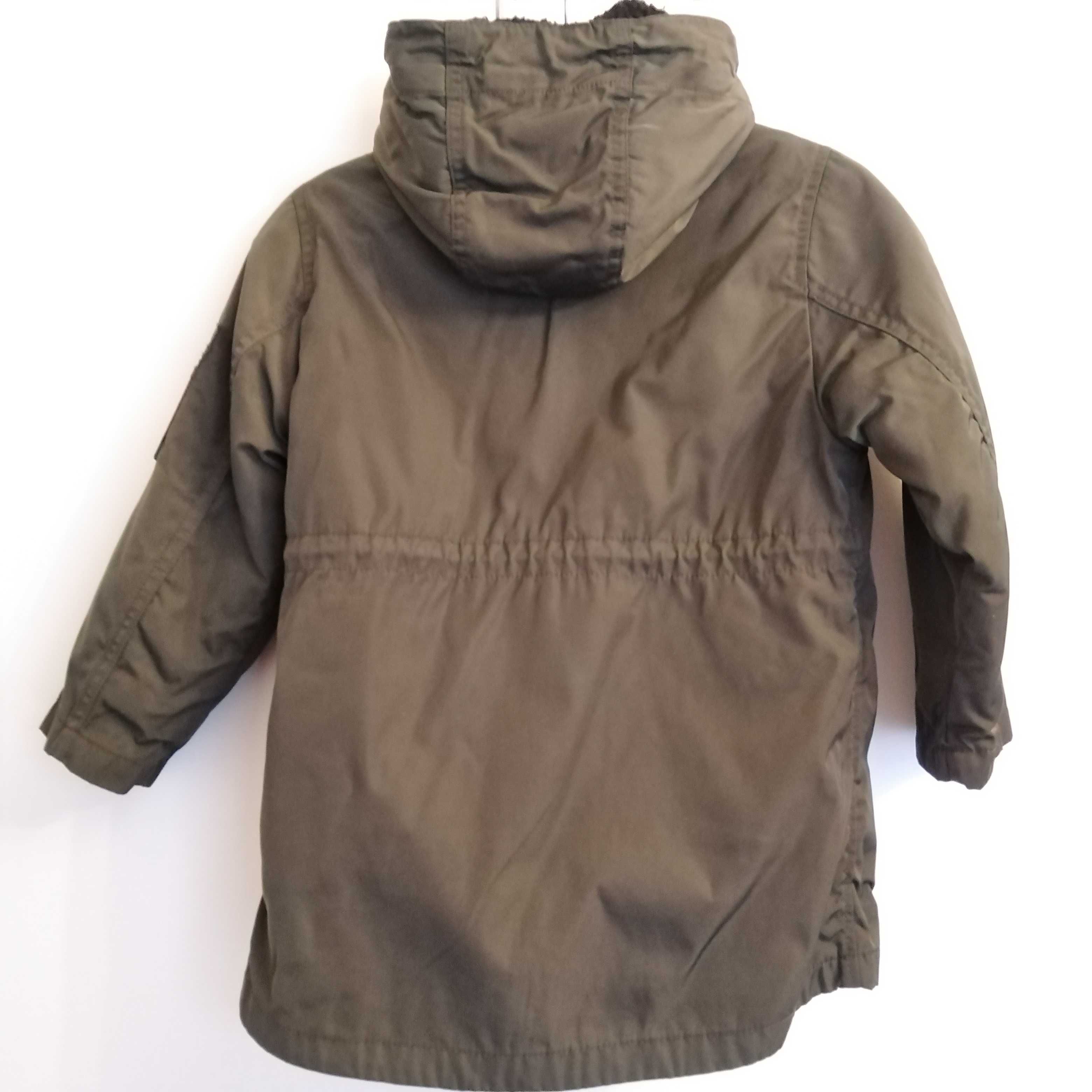 Kurtka Zara chłopięca parka 116 cm khaki ciepła zimowa