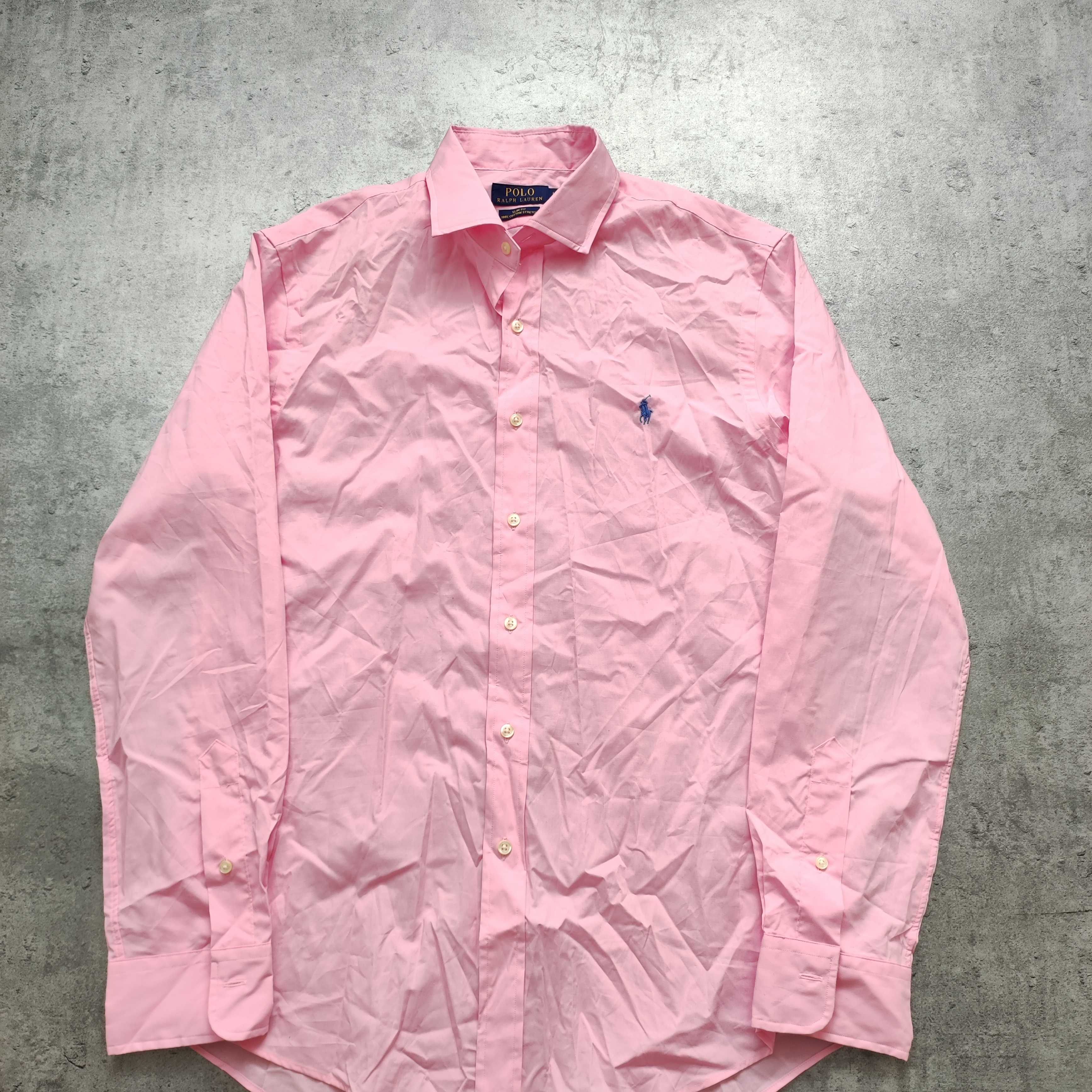MĘSKA Koszula Elegancka PREMIUM Polo Ralph Lauren Różowa Haft Konik