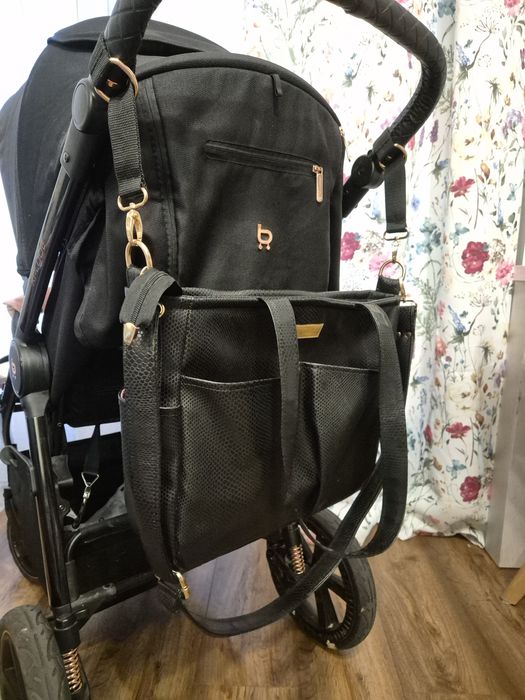 Czarna torebka ekoskóra torba do wózka