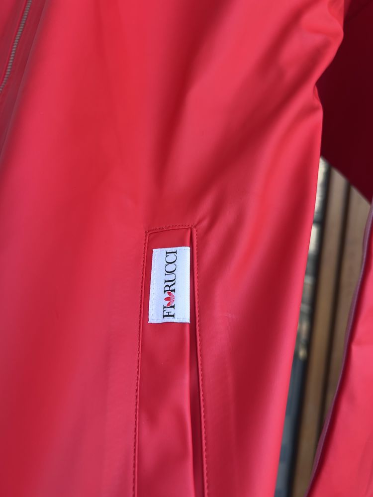 Adidas x Fiorucci red long jacket kurtka