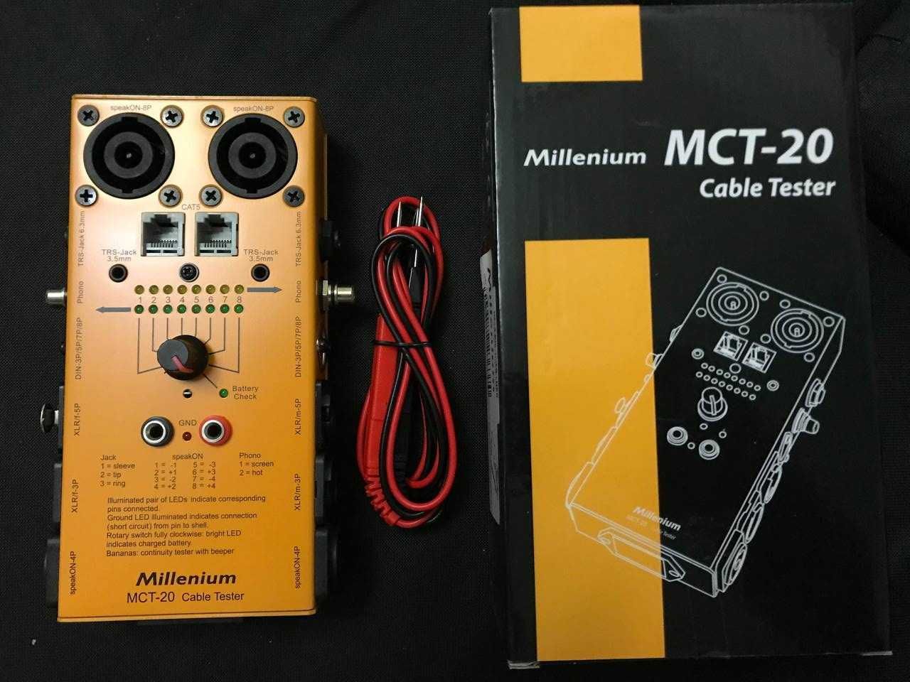 Millenium MCT-20 Професійний кабельний тестер XLR, Jack, RCA, CAT5