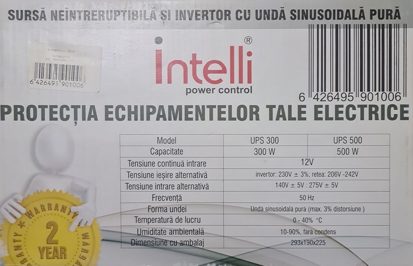 Джерело безперебійного живлення Intelli 500VA 300W із чистою синусоїдо