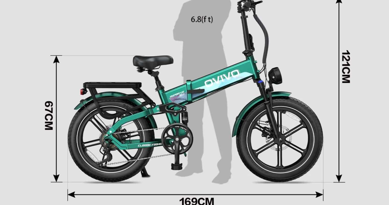 Rower elektryczny Ovivo Hyper V2 Pro - fatbike, składak, duży zasięg