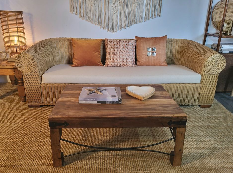 sofa, canape, palhinha, rattan, vintage, rustico