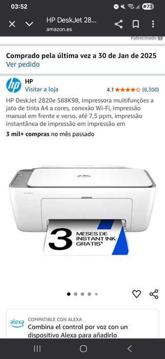 Impressora HP DeskJet 2820e 588K9B