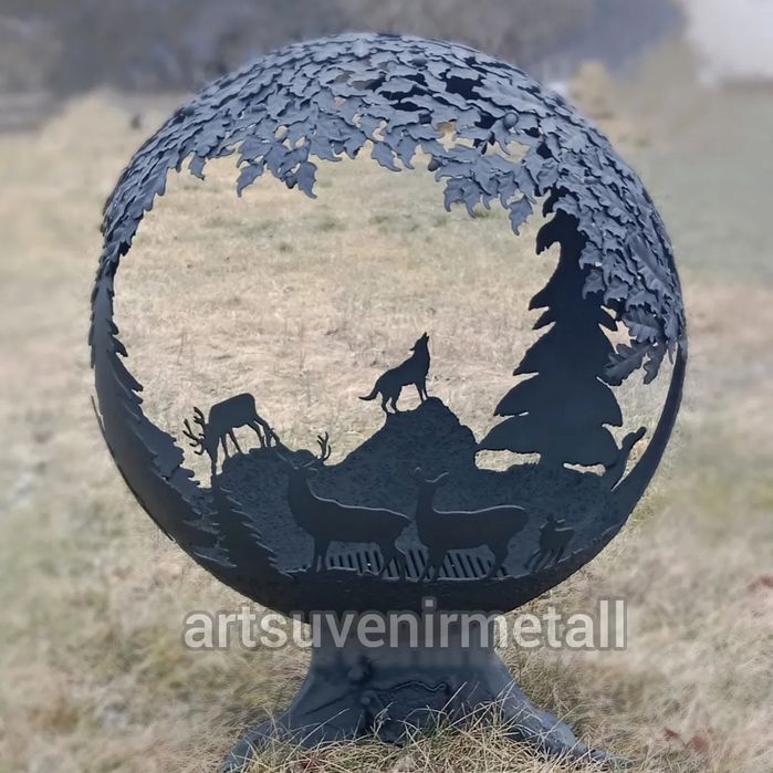 Кострова чаша, вогнище, мангал, очаг шар, куля, сфера для костра