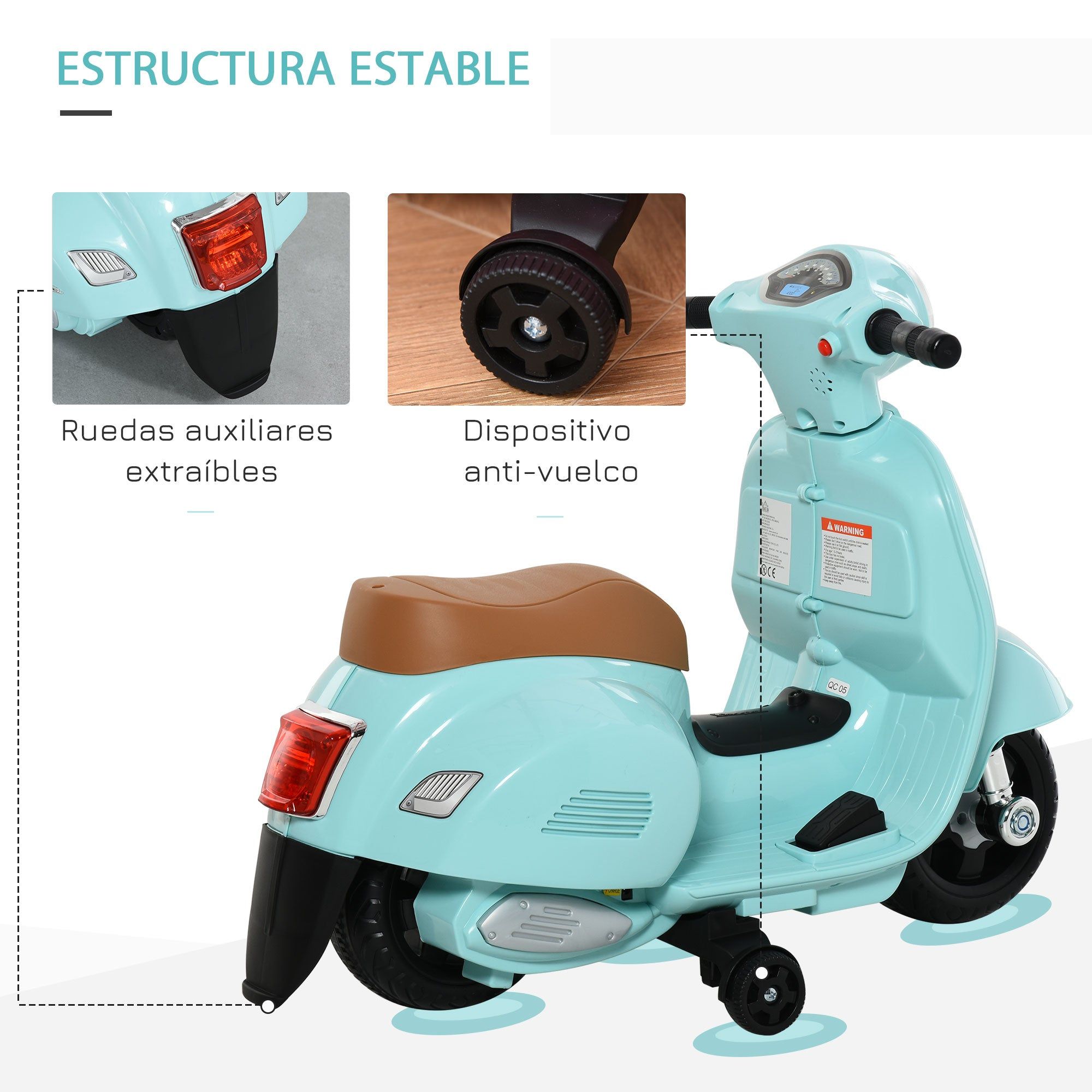 Mota elétrica para crianças com licença com faróis buzina