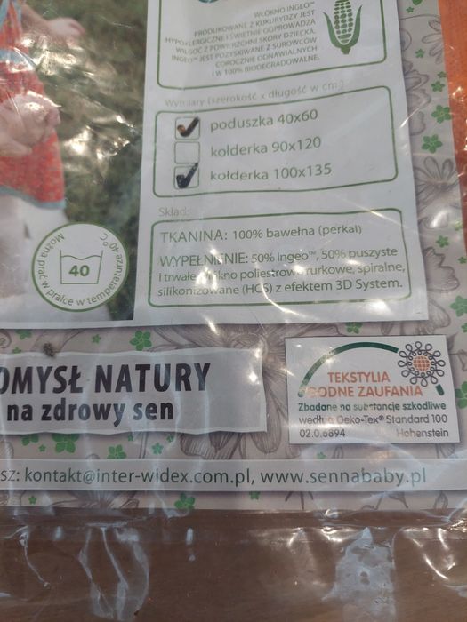 Senna baby antyalergiczna Kołdra +poduszka 100×135