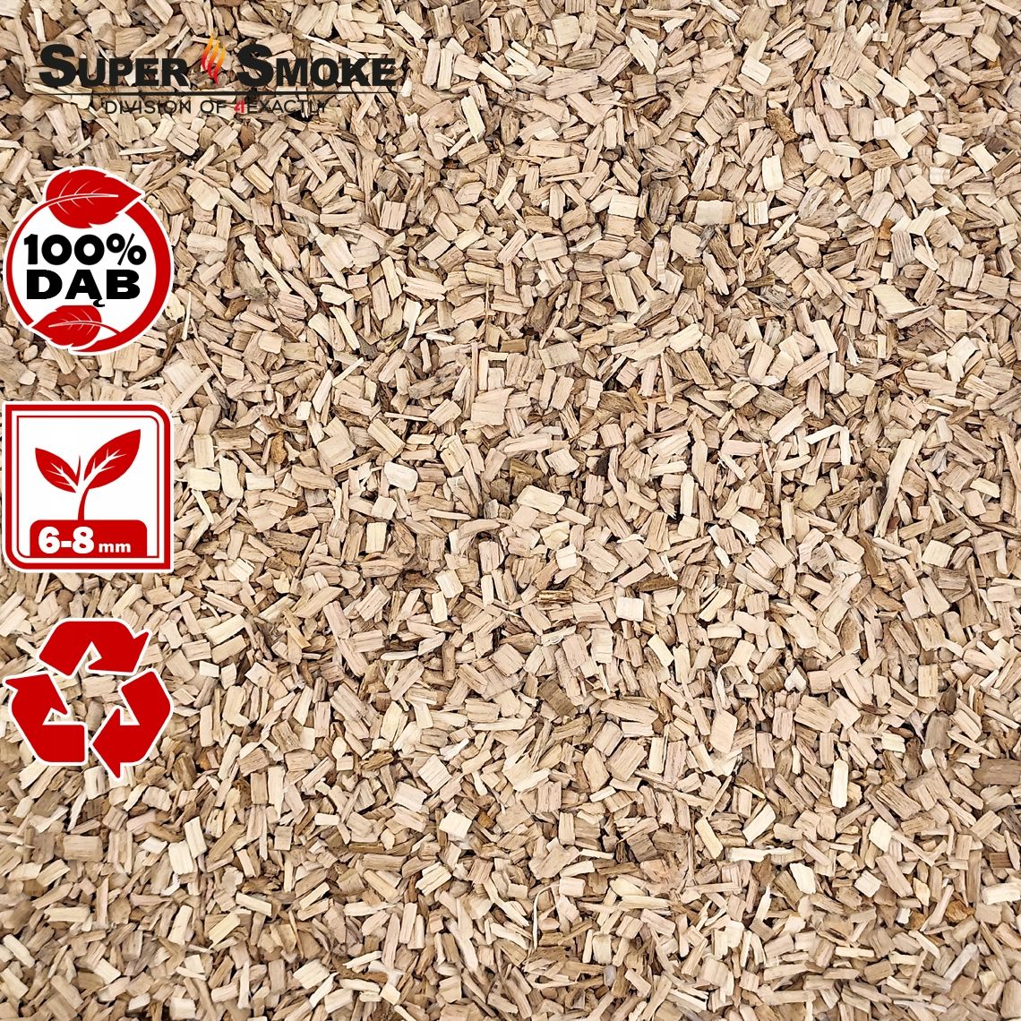 Zrębki Wędzarnicze Super Smoke DĄB KL-08 (6-8mm) Medium 65 Litrów