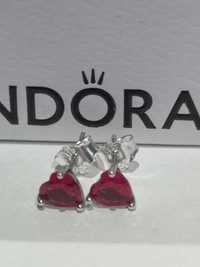 Pandora kolczyki, sztyfty czerwone serca OKAZJA