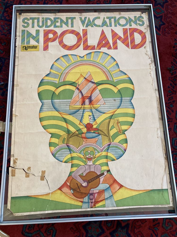 Plakat turystyczny Student vacations in Poland Krajewski 72 oryginał