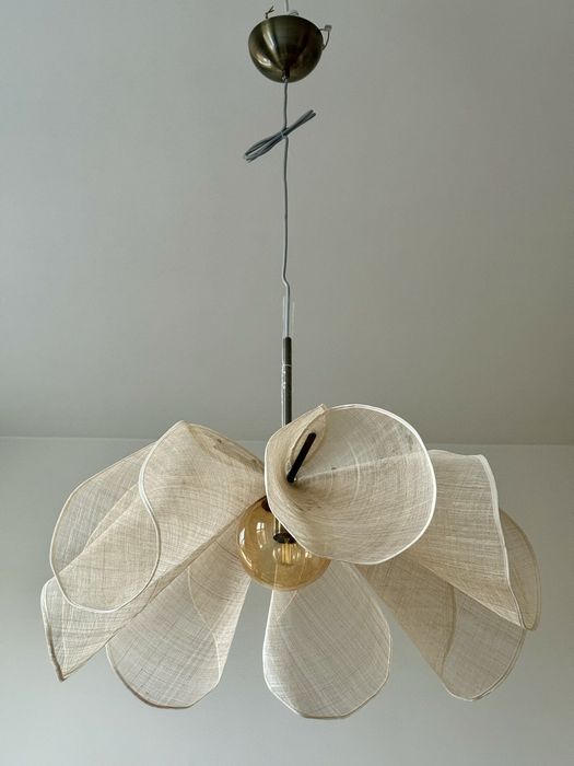 Lampa wisząca Styrka, Ø 75 cm, mosiądz/beż - Markslöjd