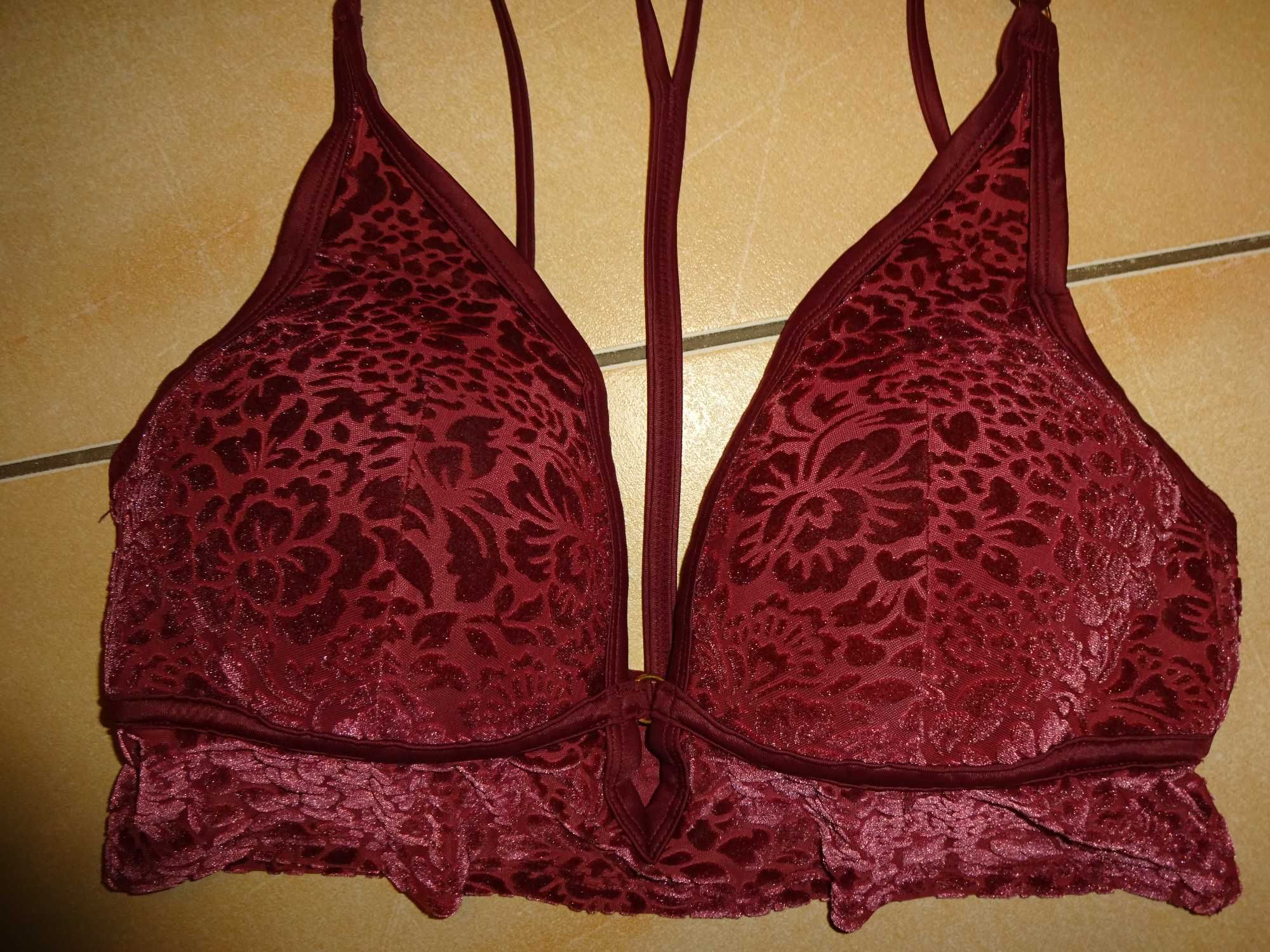 Victoria's Secret PINK śliczny aksamitny biustonosz top L / 85B