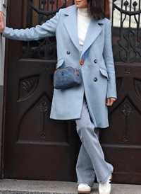 Wiosenny błękitny płaszcz wełniany oversize Reserved M