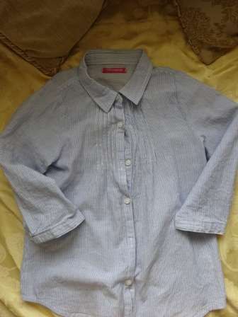 Camisa às risca de manga comprida de menina