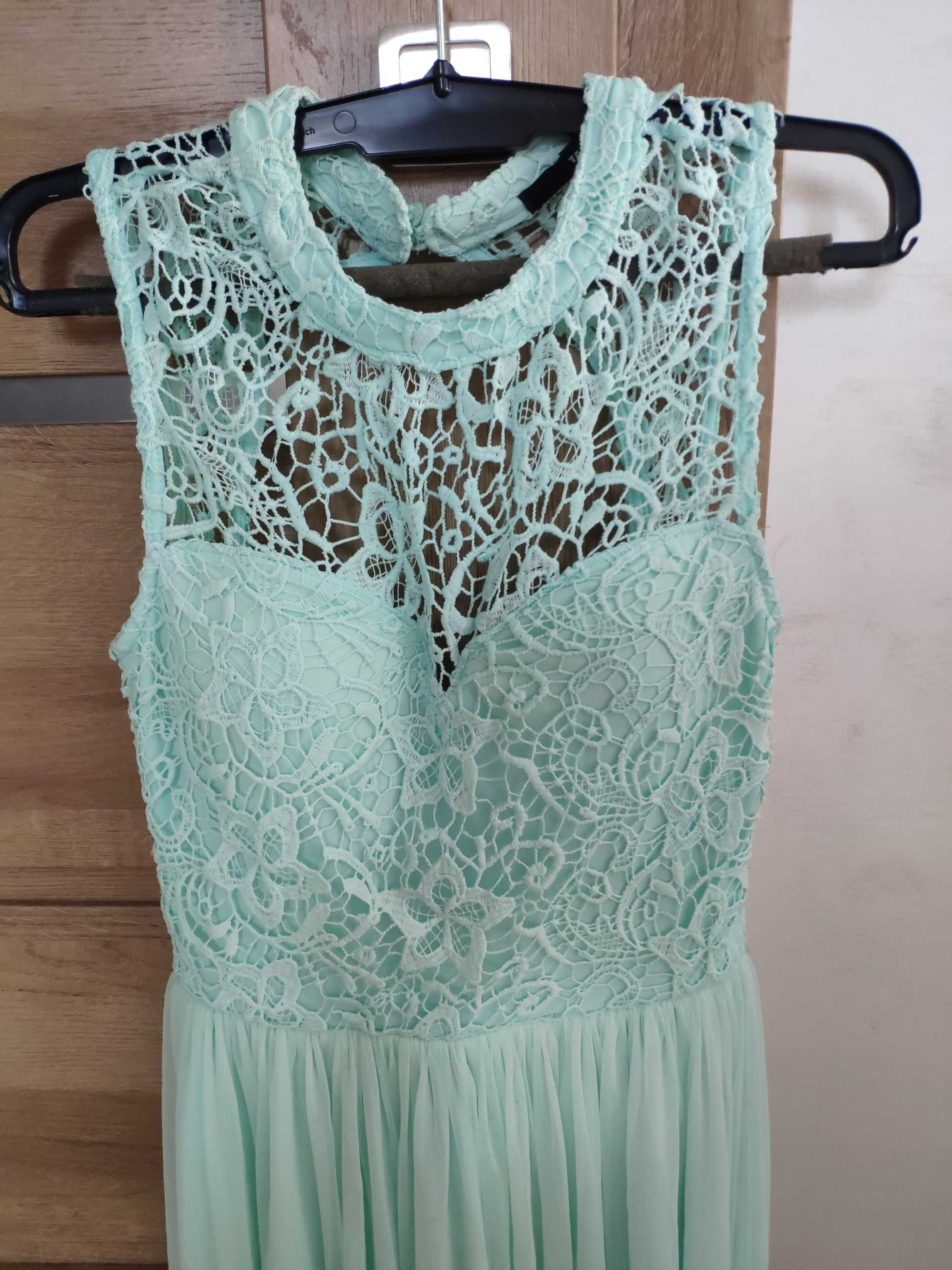 Śliczna Miętowa sukienka roz.34/XS