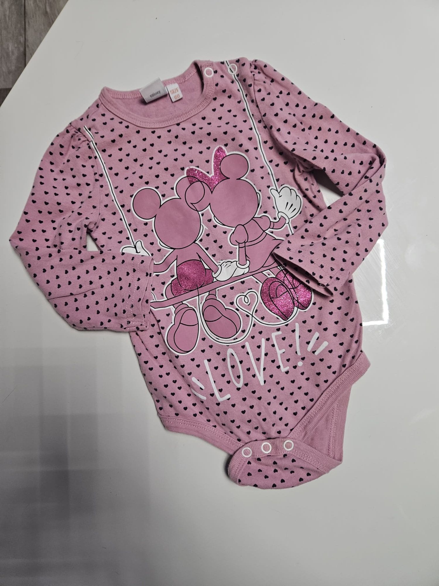 Różowe body dla dziewczynki Disney Baby Minnie Mickey Mouse myszka Mik