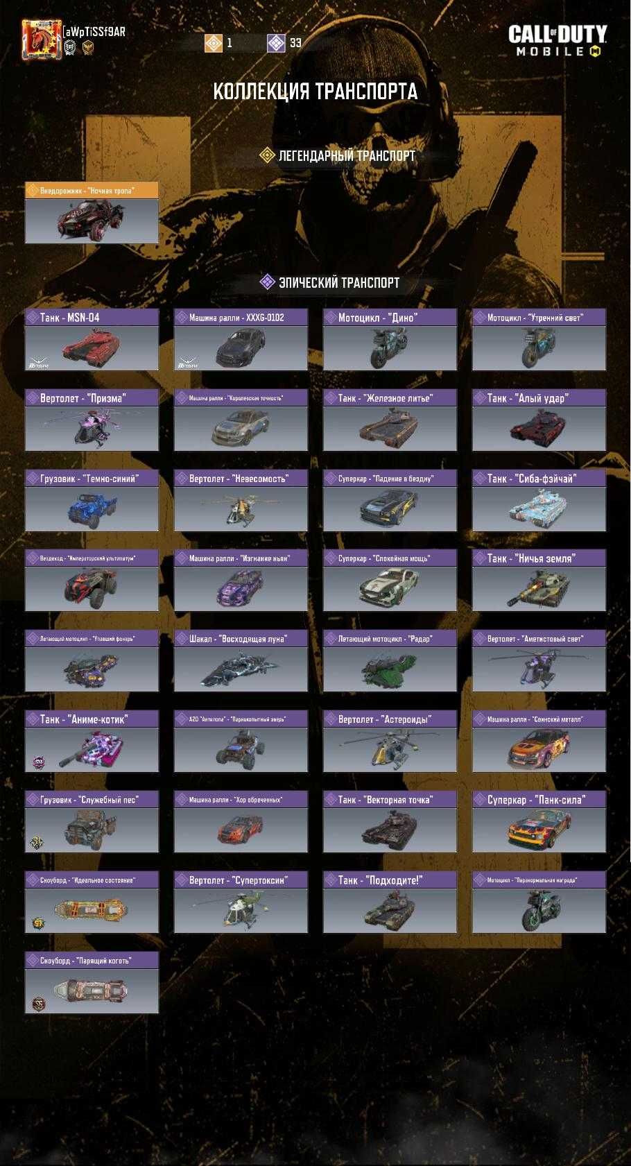 Игровой аккаунт CoD mobile