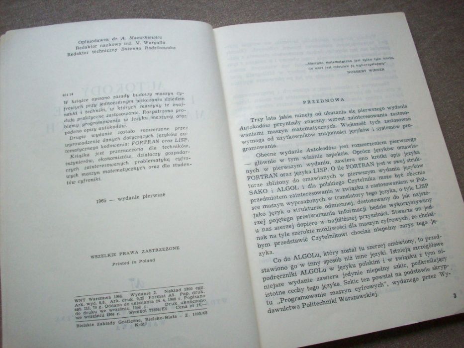 Autokody i programowanie maszyn cyfrowych, K. Fijałkowski, 1968.