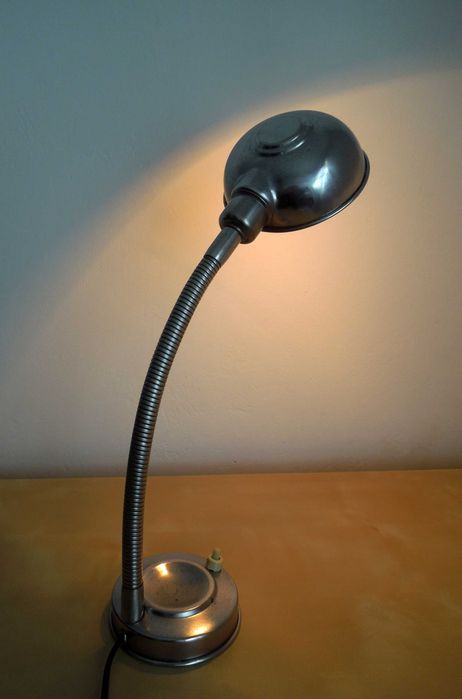 Mid century - Candeeiro industrial em metal/ Metal Gooseneck Desk Lamp