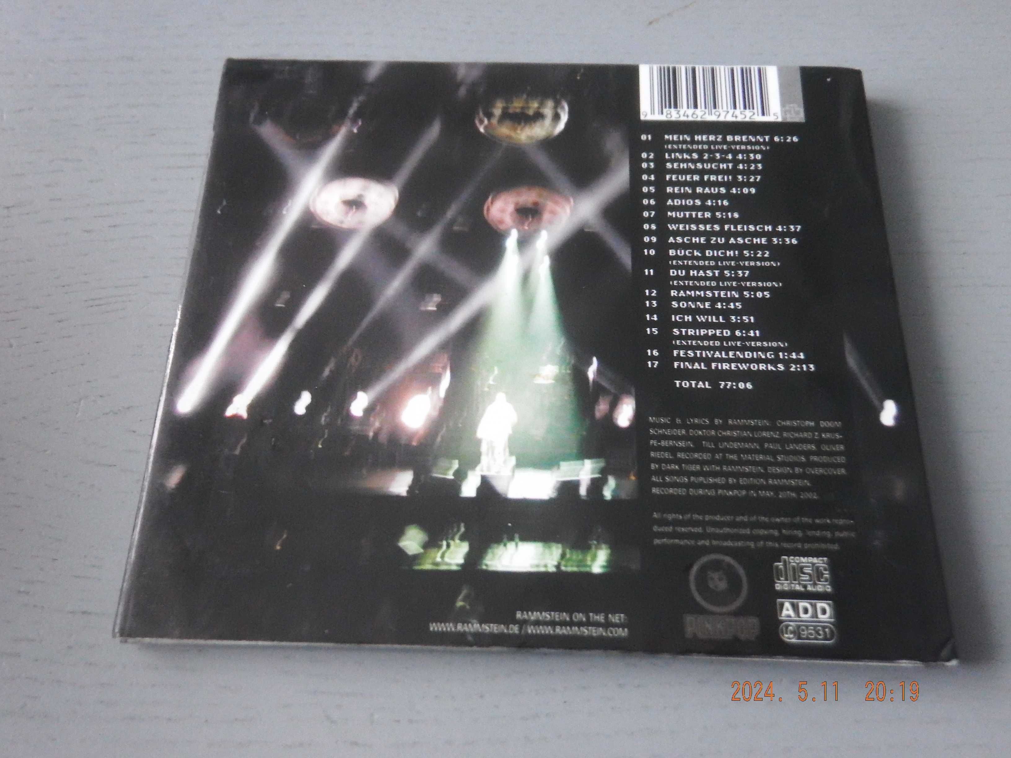 RAMMSTEIN - Pinkpop 2002   digipack   unikat