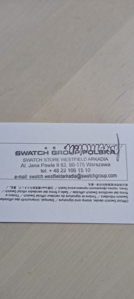 Nowy zegarek Swatch Frozen Waterfall kupiony w salonie 15.03.2025