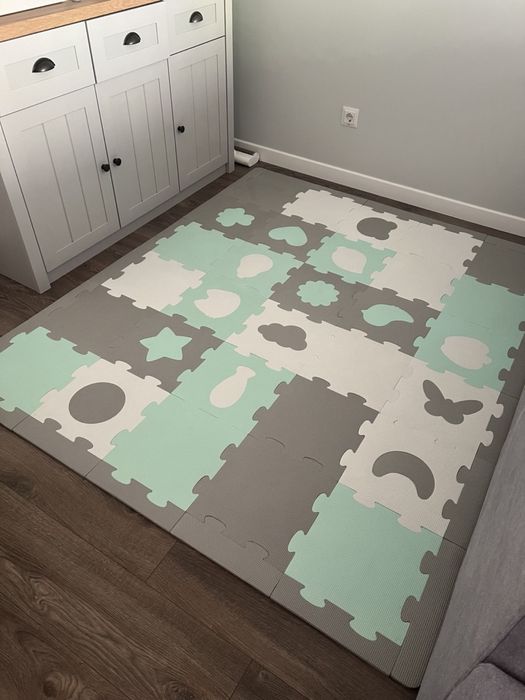 Килимок Ігровий KinderKraft Luno Shapes Mint 30 елементів