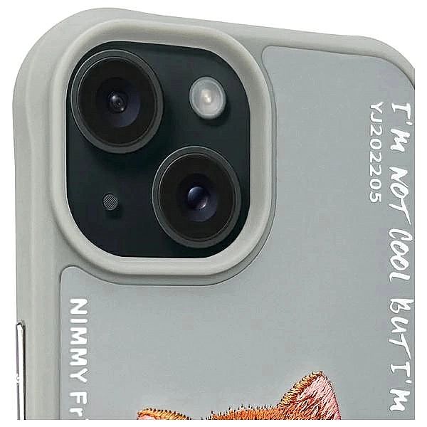Etui Nimmy Glasses Cool Cat na iPhone 15 - szare