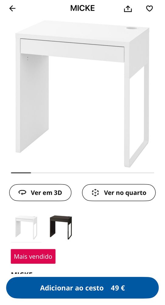 Secretária e cadeira criança IKEA MICKE 73x50 cm