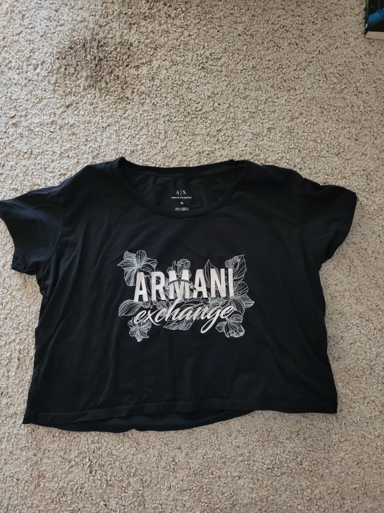 Crop top bluzka tshirt Armani czarny