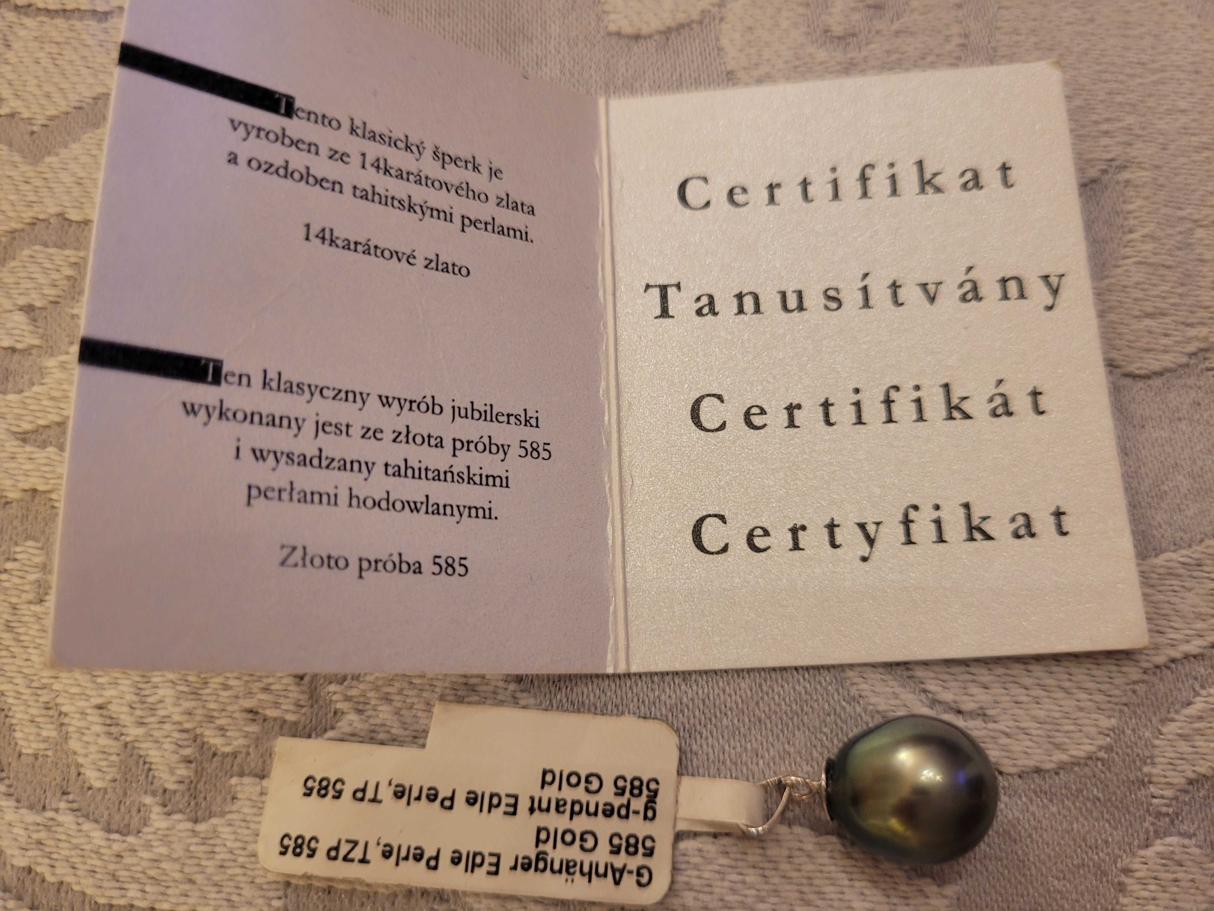 Zawieszka perła Tahiti białe złoto 585