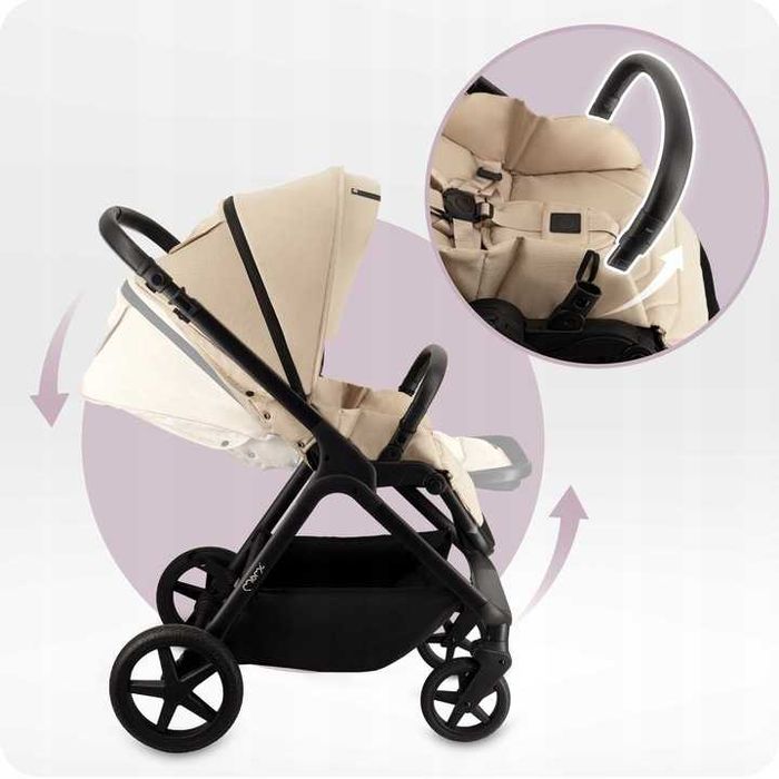 Nowy Wózek Spacerowy Gondola 2w1 Beżowy Adaptery torba akcesoria