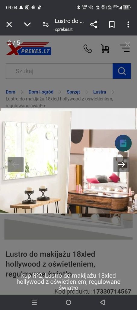 Lustro LED do makijażu