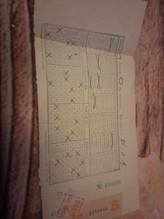 Kupon Lotto kolekcjonerski 1959 rok